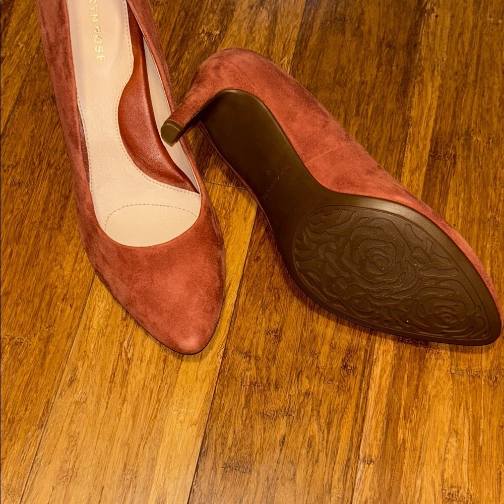 Taryn Rose Terracotta Suede Pointed Toe Heels Size 8 Comfort Pumps - Picture 7 of 10